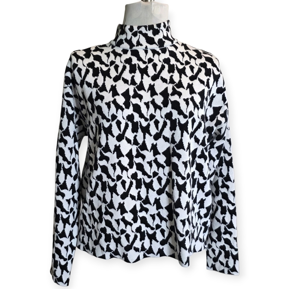 Philosophy Abstract Print Sweater, Black & White, Size Medium